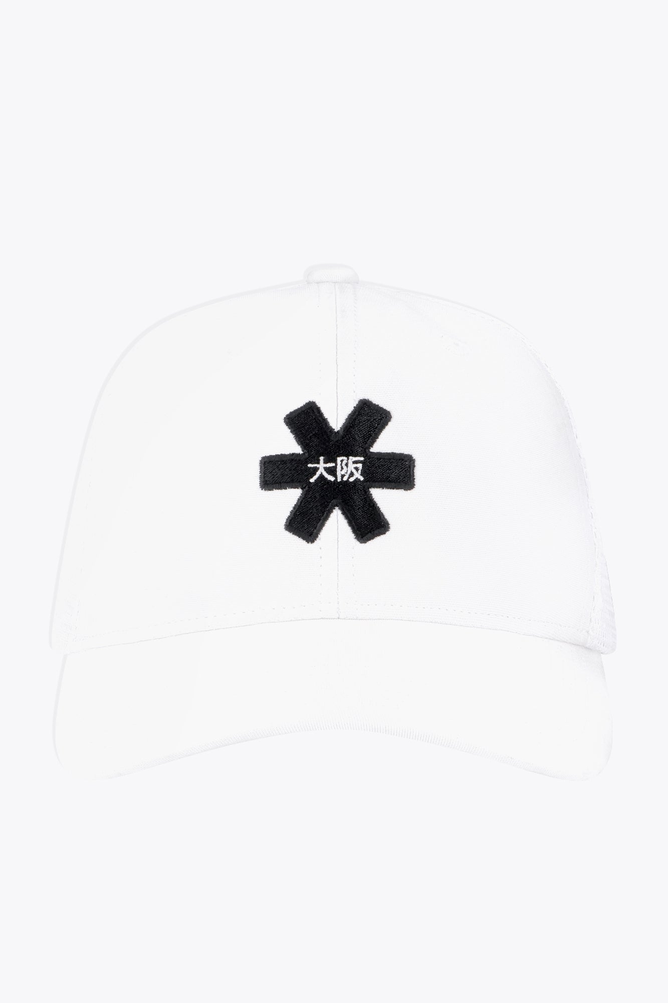 Osaka trucker cap in white with logo in black. Front view