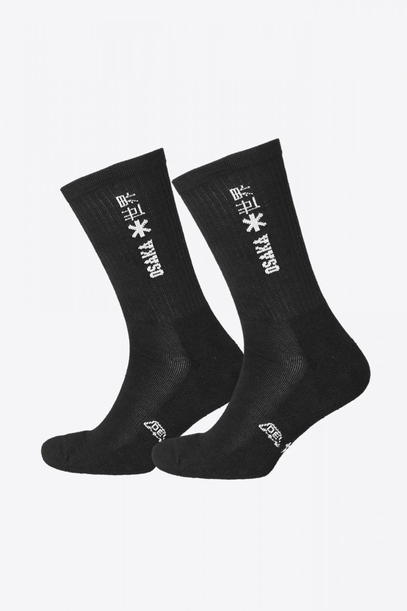 Osaka Sports Socks Duo Pack in Black. Side view
