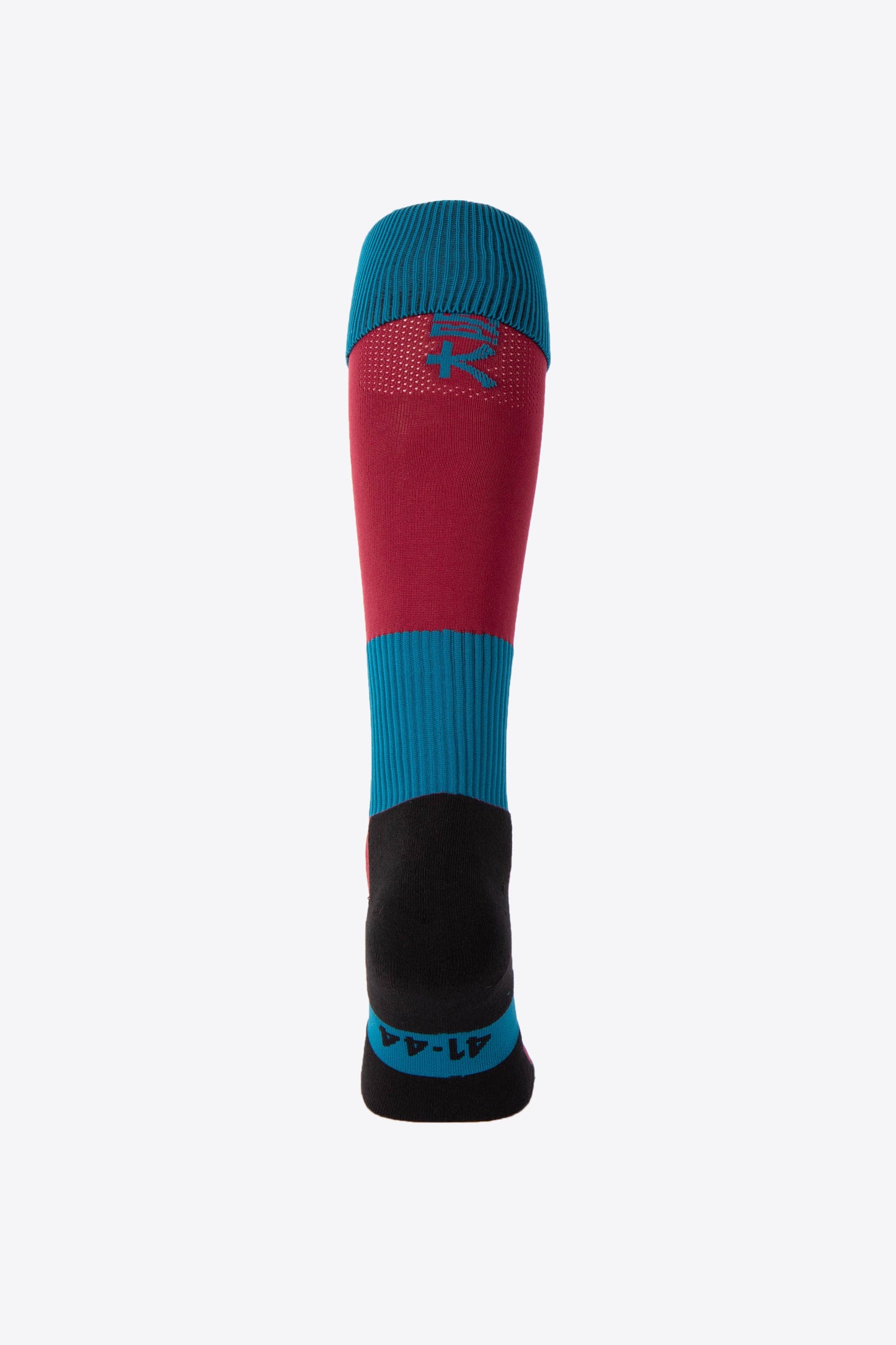 Osaka Field Hockey Socks in raisin navy mix with Osaka logo in green. Back view