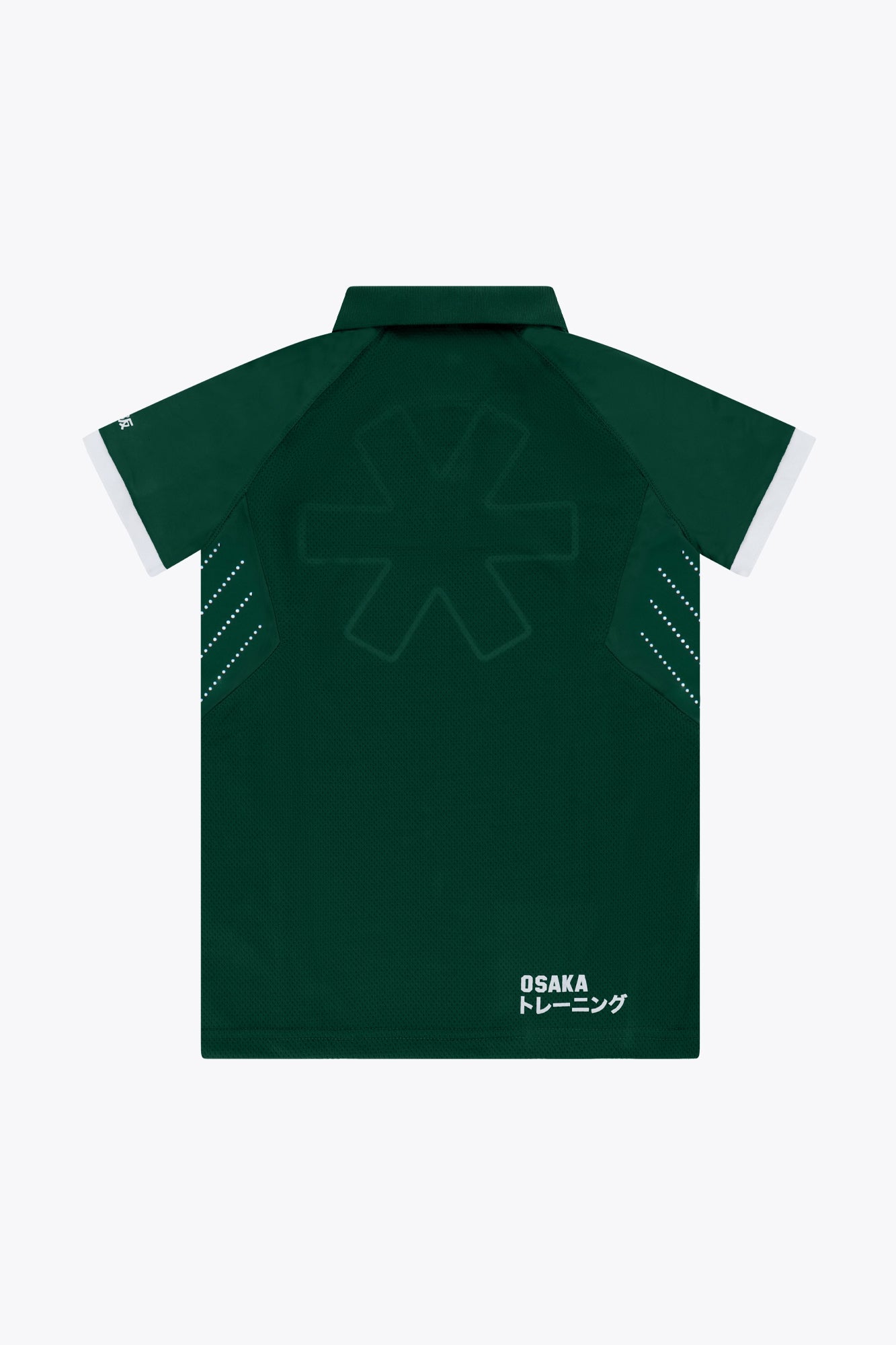 Osaka Kids Polo Jersey in Dark Green. Back flatlay view