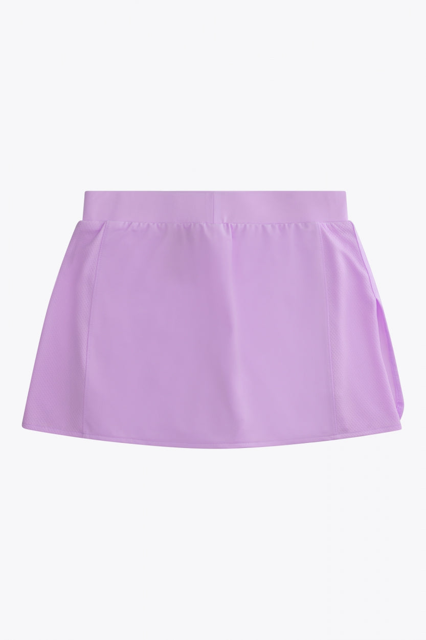 Osaka women ball skort in light purple with logo in grey. Back flatlay view