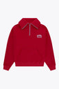Osaka women half zip sweater in red with white logo. Front flatlay view