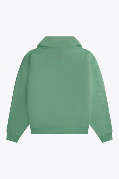 Osaka women half zip sweater green. Back flatlay view