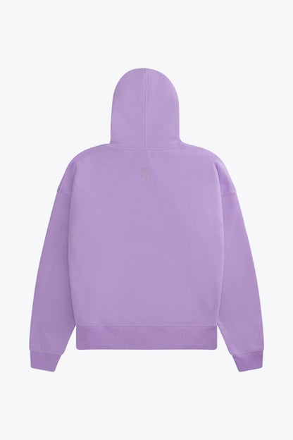 Osaka women hoodie in light purple with white logo. Back flatlay view