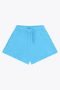 Osaka women shorts in light blue with logo in white. Front flatlay view
