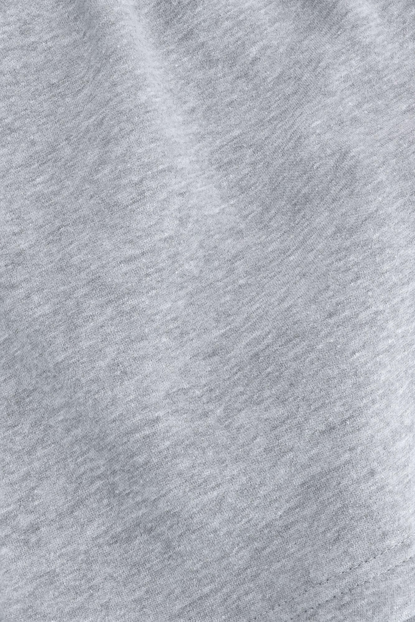 Osaka women shorts in heather grey with logo in white. Detail fabric view