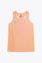 Osaka women singlet in peach with logo in grey. Front flatlay view