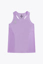 Osaka women singlet in light purple with logo in grey. Front flatlay view