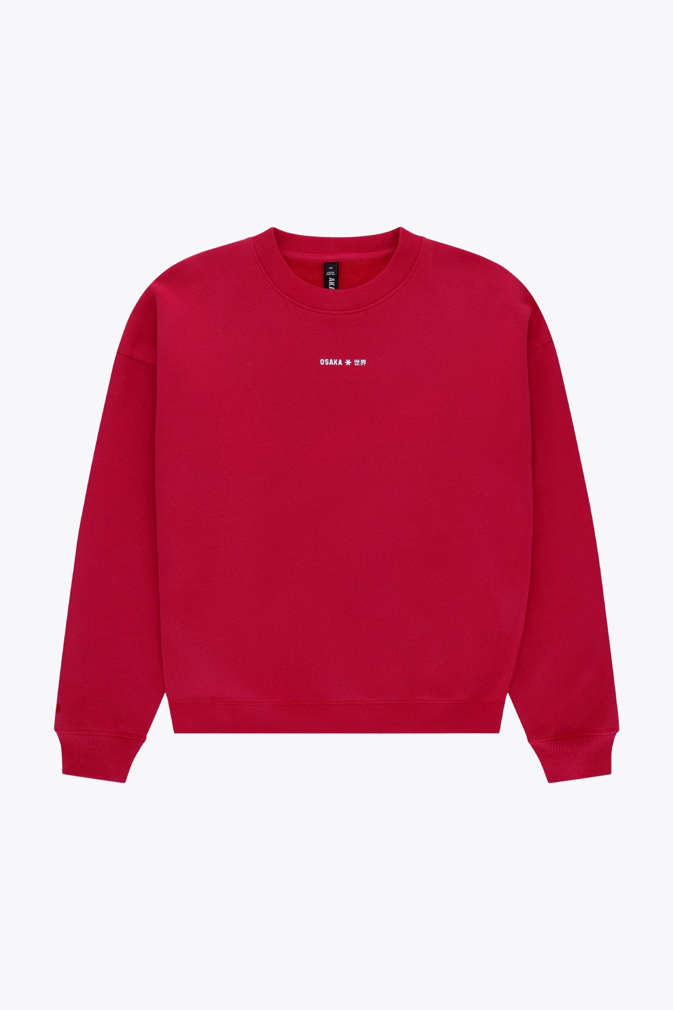 Osaka women sweater in red with logo in white. Front flatlay view