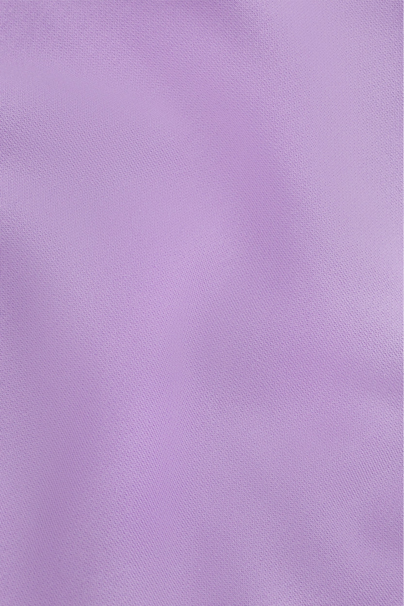 Osaka women sweater in light purple with logo in white. Detail fabric view