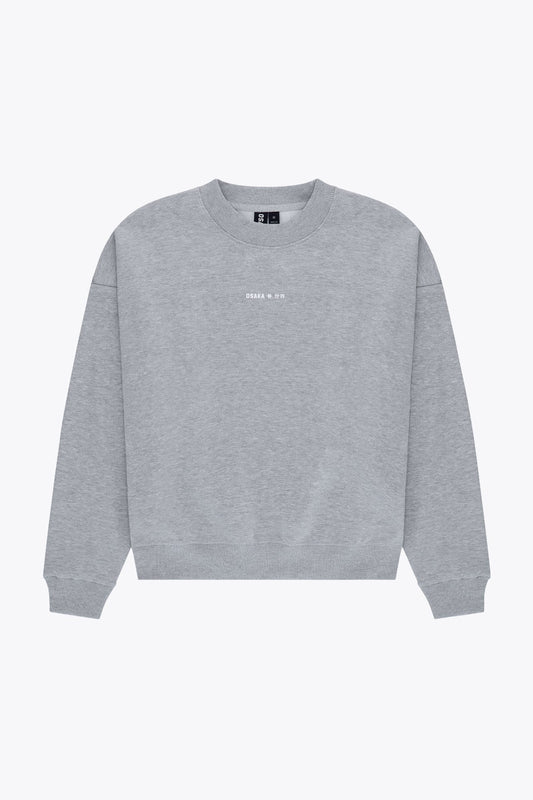 Osaka women sweater in heather grey with logo in white. Front flatlay view