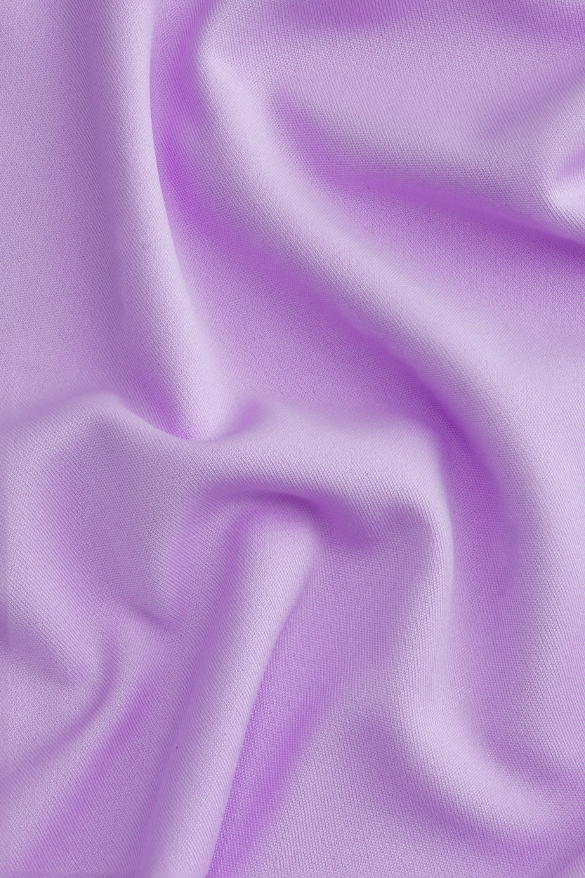 Osaka women tee short sleeve in light purple with logo in grey. Detail fabric view