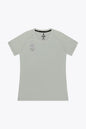 Osaka women tee short sleeve in light grey with logo in grey. Front flatlay view