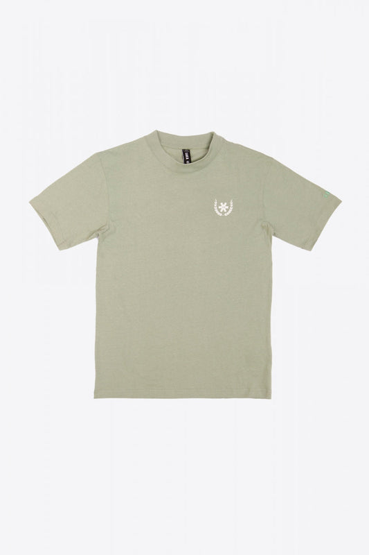 Osaka unisex tee in iceberg green with white logo. Front flatlay view