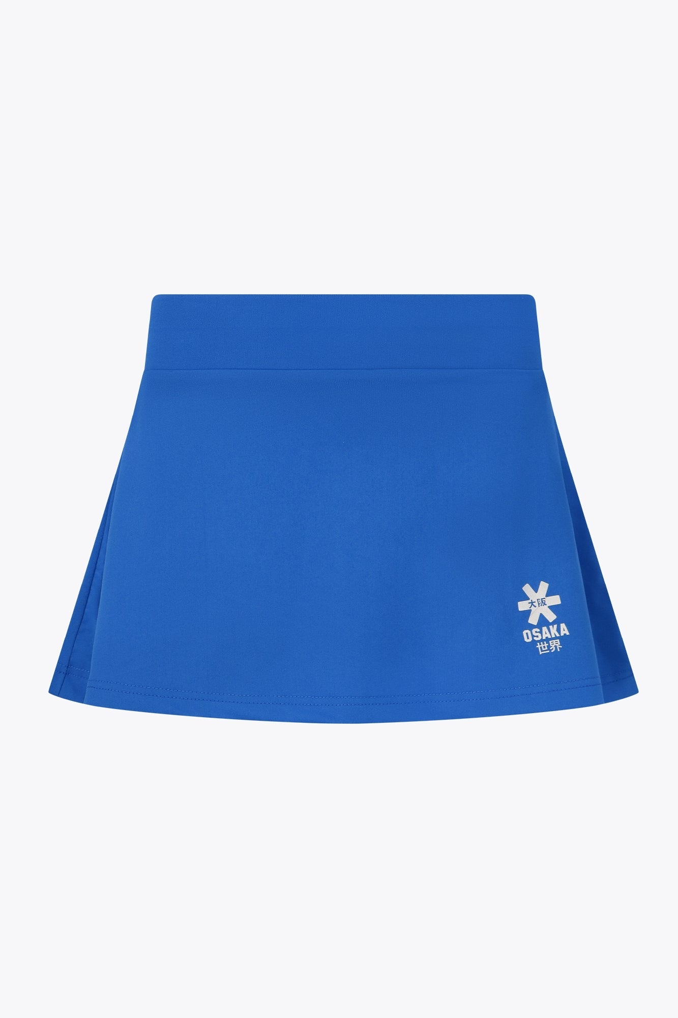 Osaka women floucy skort princess blue with logo in grey. Front flatlay view
