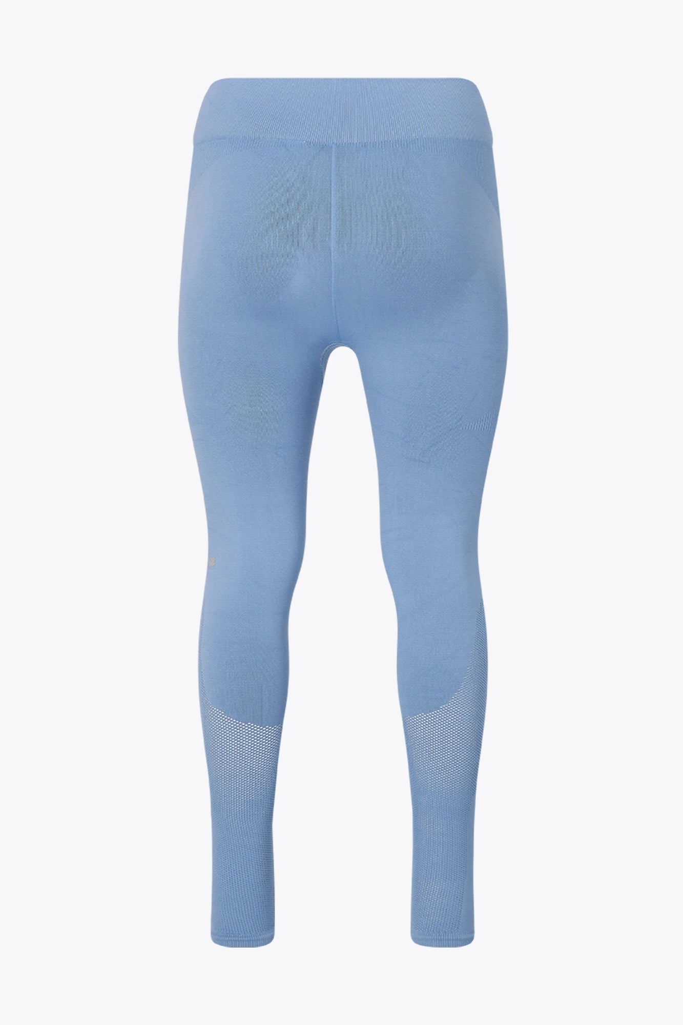 Osaka women shimuresu leggin in manor blue with logo in grey. Back flatlay view