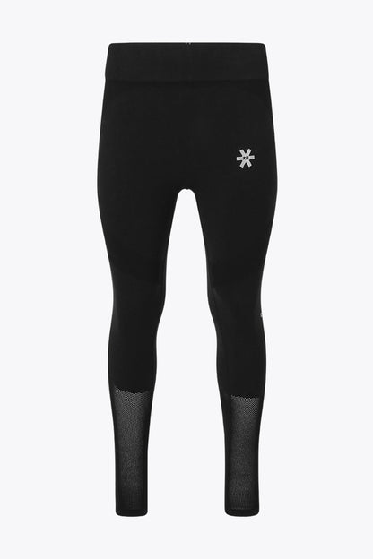 Osaka women shimuresu leggin in black with logo in grey. Front flatlay view