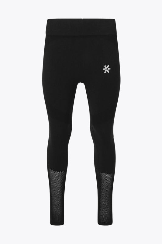 Osaka women shimuresu leggin in black with logo in grey. Front flatlay view