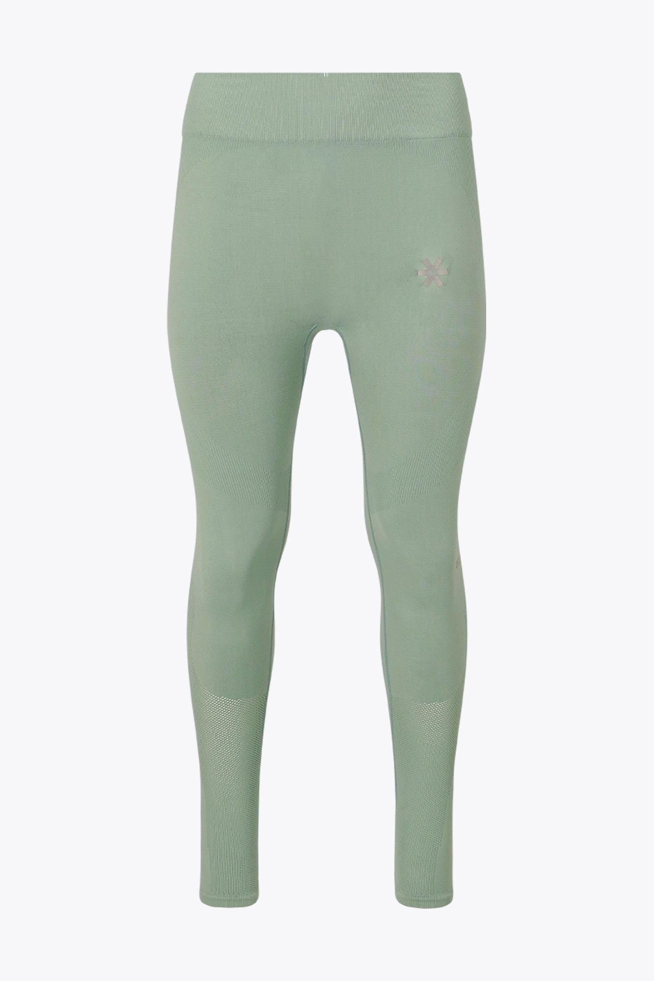 Osaka women shimuresu leggin in jadeite with logo in grey. Front flatlay view