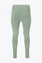 Osaka women shimuresu leggin in jadeite with logo in grey. Back flatlay view
