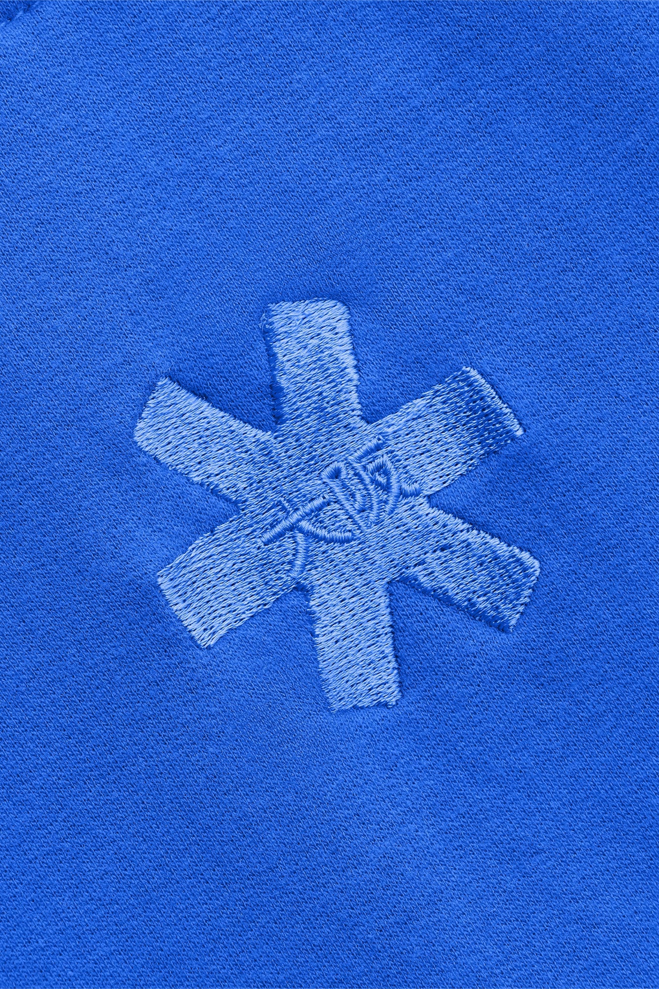 Osaka women cropped hoodie inprincess blue with college logo in white. Back detail logo view