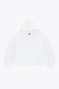 Osaka women cropped hoodie in white with logo in white. Front flatlay view