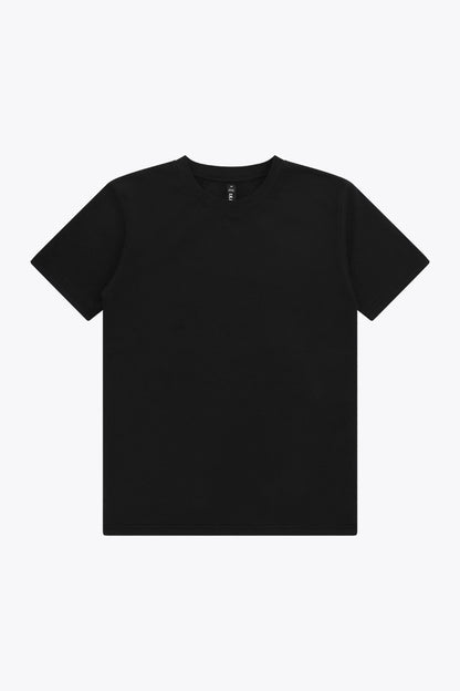 Osaka unisex basic tee in black. Front flatlay view