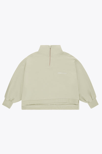 Osaka Women Cropped Half Zip Sweater | Warm Grey