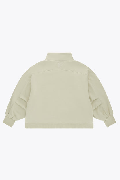 Osaka Women Cropped Half Zip Sweater | Warm Grey