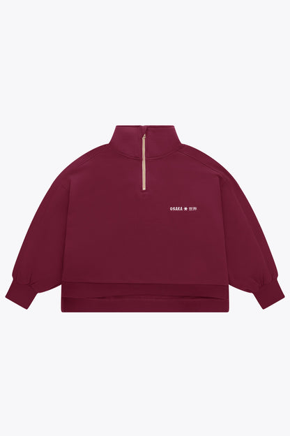 Osaka Women Cropped Half Zip Sweater | Cherry Lacquer