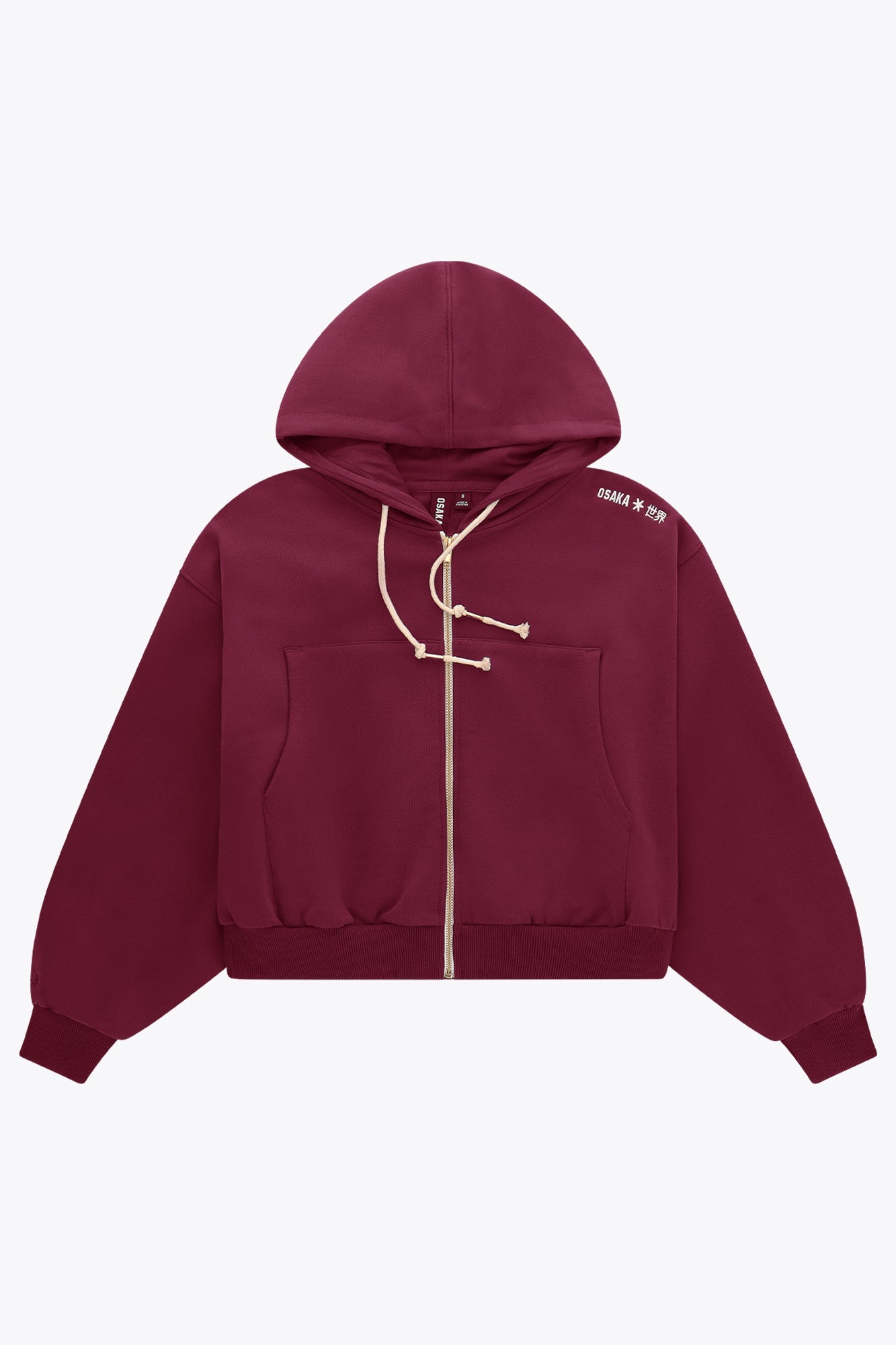 Osaka Women Cropped Full Zip Hoodie | Cherry Lacquer