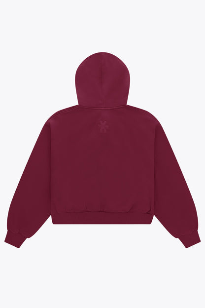 Osaka Women Cropped Full Zip Hoodie | Cherry Lacquer