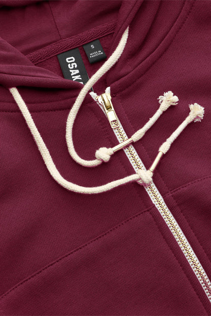 Osaka Women Cropped Full Zip Hoodie | Cherry Lacquer