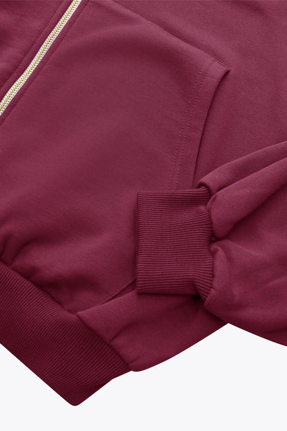 Osaka Women Cropped Full Zip Hoodie | Cherry Lacquer