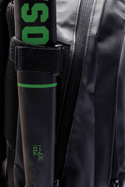 Osaka x Nexus backpack medium in black with white Osaka and Nexus logo on it. Detail view