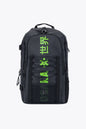 Osaka Pro Tour backpack in black with logo in green. Front view