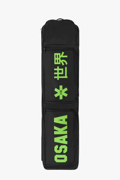 Osaka sports stickbag large in black with logo in green. Front view