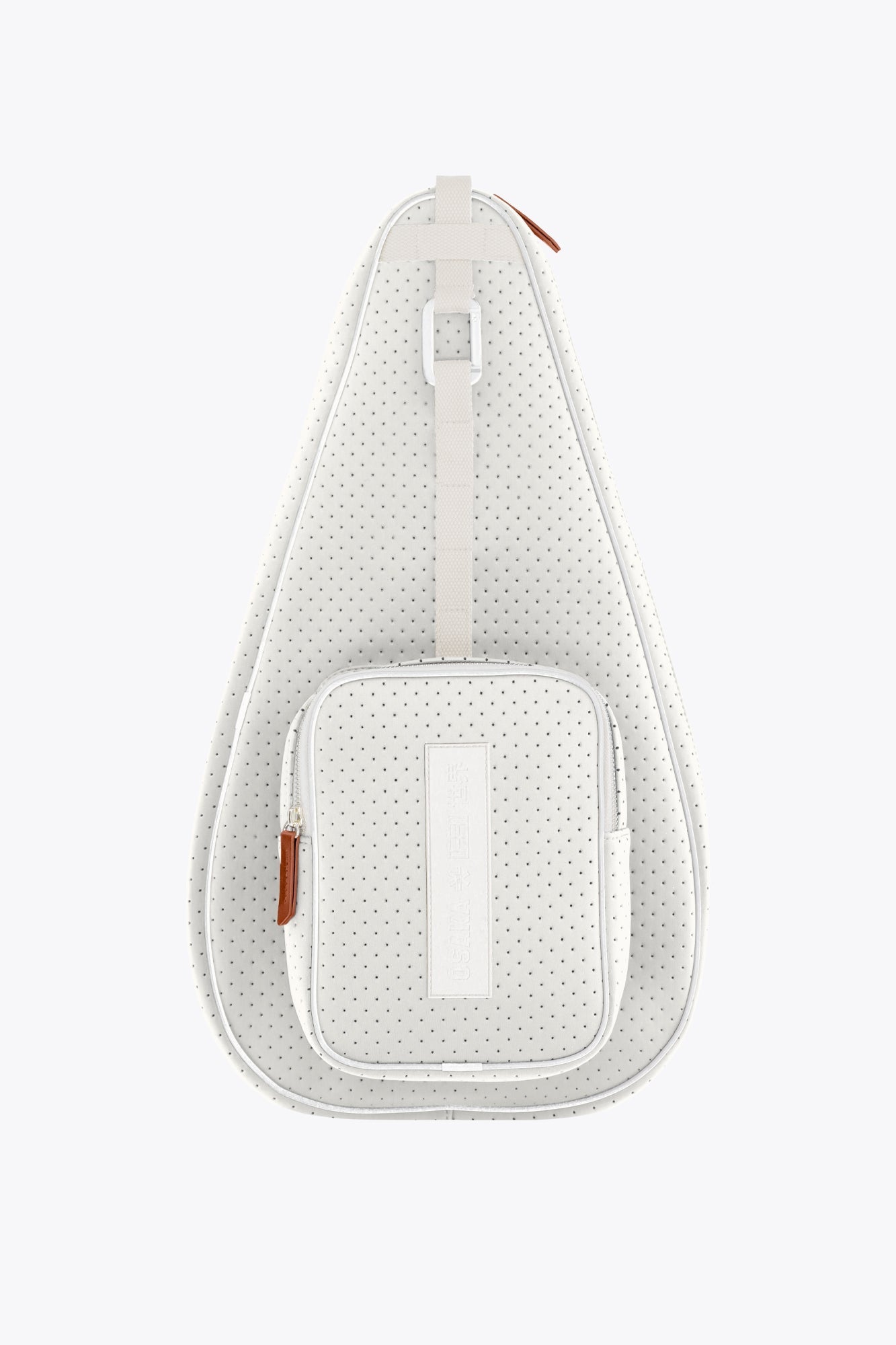 Osaka neoprene padel bag in light grey with structure and logo in white. Front view