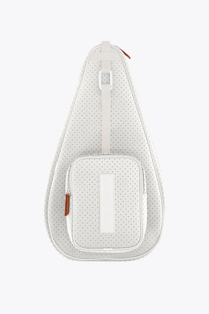 Osaka neoprene padel bag in light grey with structure and logo in white. Front view
