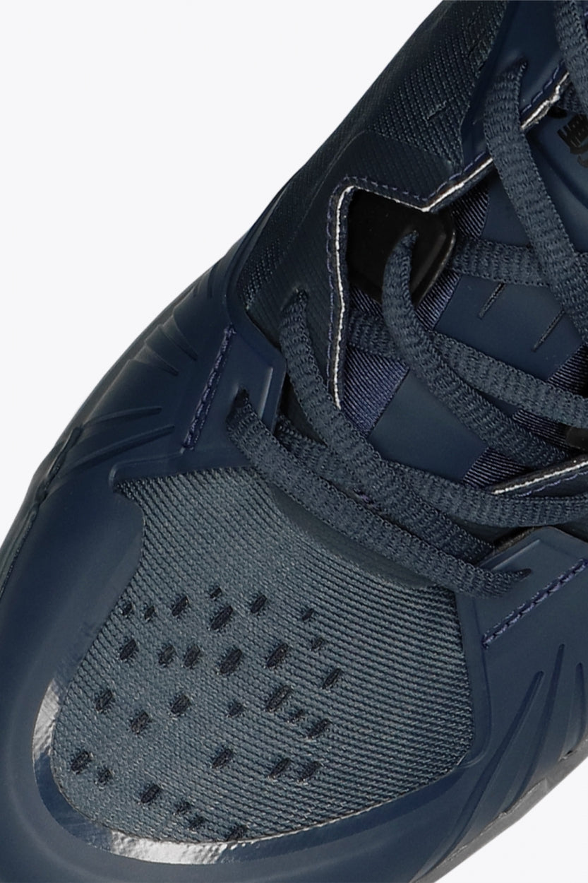 Osaka footwear Ido Mk1 in french navy with logo in black. Detail shoelace view