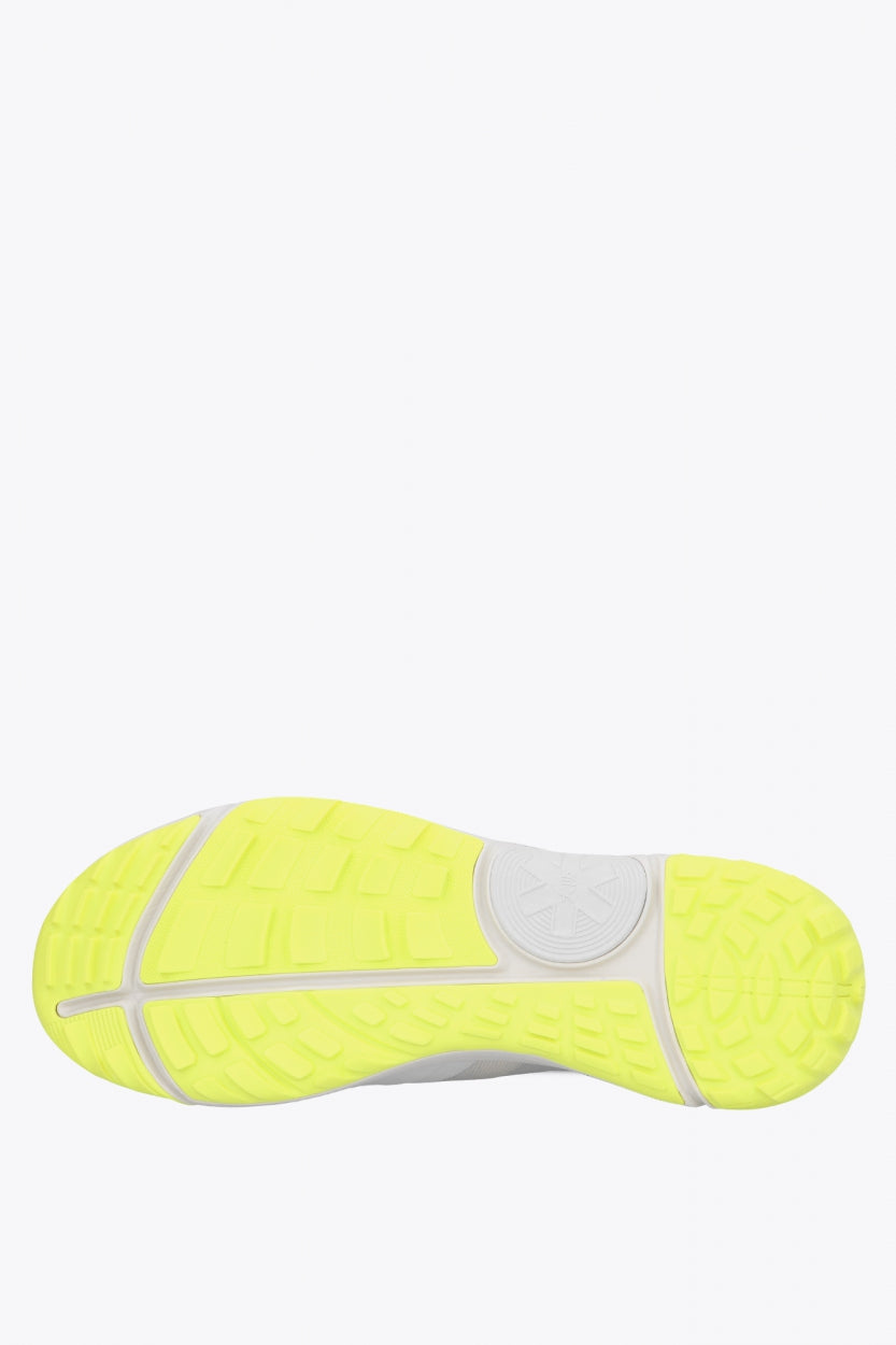 Osaka footwear Ido Mk1 in white and yellow with logo in grey. Sole view