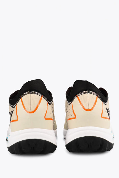 Osaka footwear Ido Mk1 in off white multicolor with logo in black. Back view
