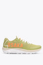 Osaka footwear Kai Mk1 in olive with logo in orange. Side view