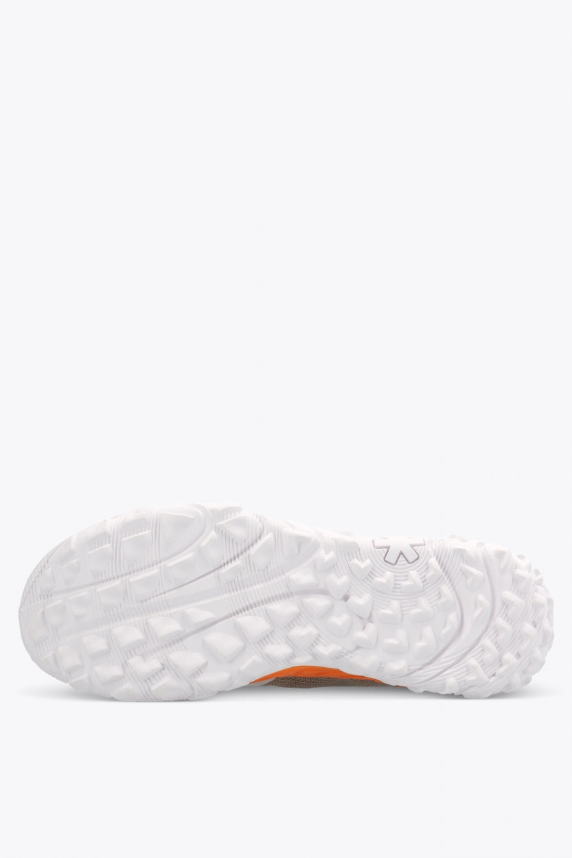 Osaka footwear Kai Mk1 in grey holographic with logo in blue. Sole view