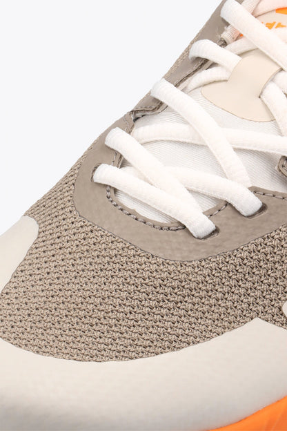 Osaka footwear Kai Mk1 in grey holographic with logo in blue. Detail shoelace view