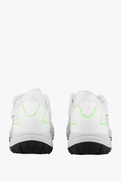 Osaka footwear Ido Mk1 in white and green with logo in white. Back view