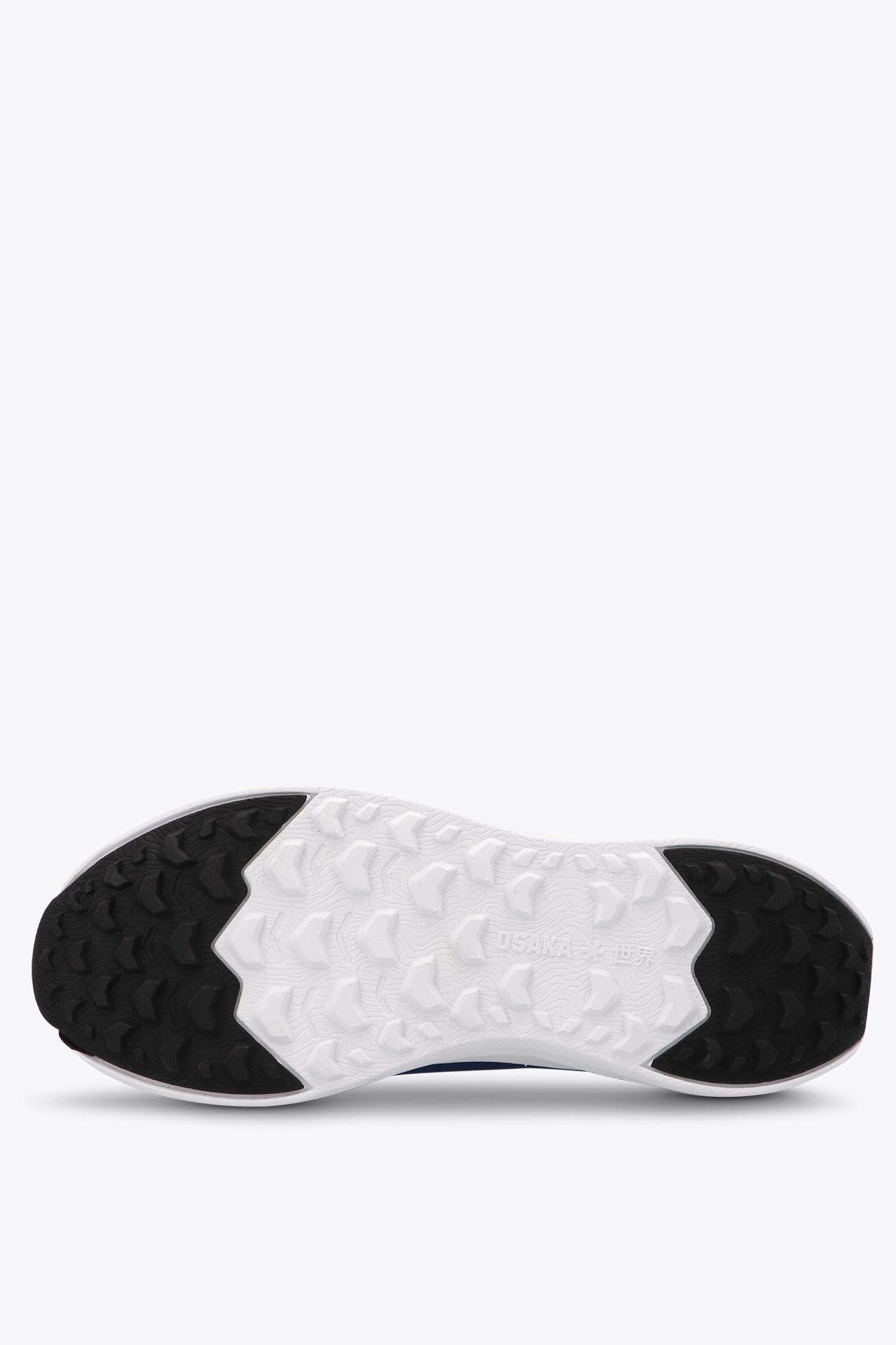 Osaka kids footwear in estate blue with logo in white. Sole view