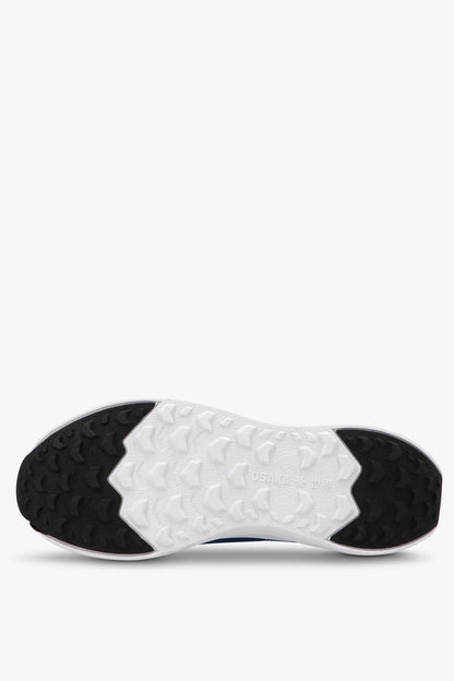 Osaka kids footwear in estate blue with logo in white. Sole view