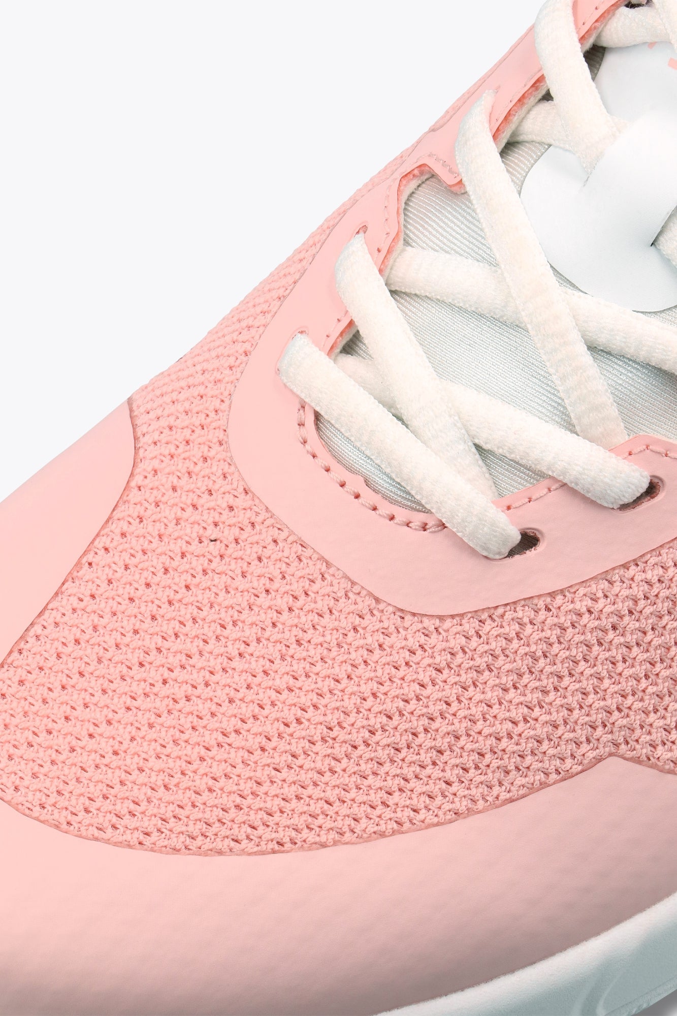 Osaka footwear Kai Mk1 in pastel pink with logo in white. Detail shoelace view