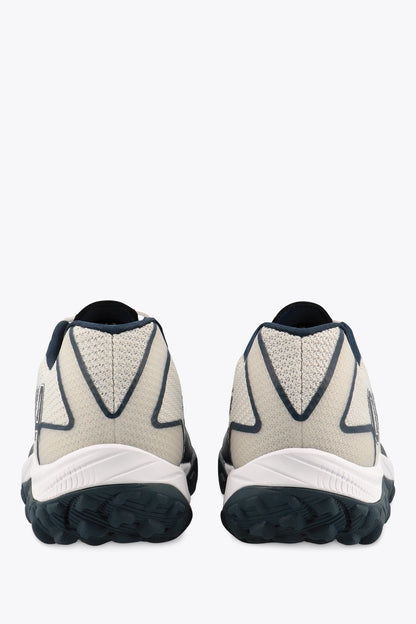 Osaka footwear Kai Mk1 in grey navy with logo in navy. Back view